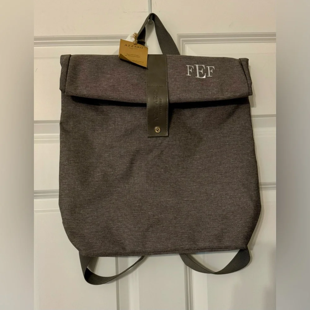 Azzaro Perfumes Fragrance Cologne Backpack Bag GREY GRAY NWT